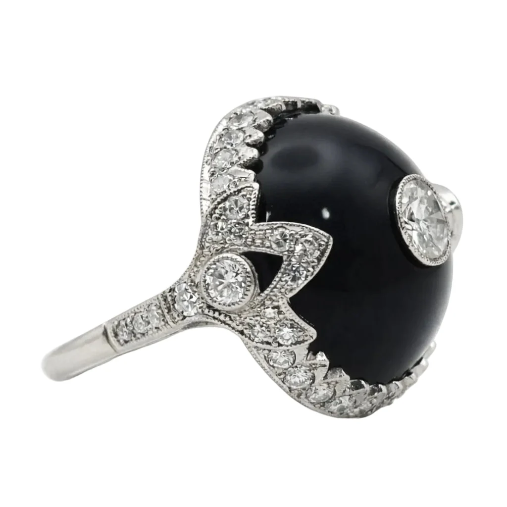 Ring Dome in paltinium, onyx and diamonds - Image 4