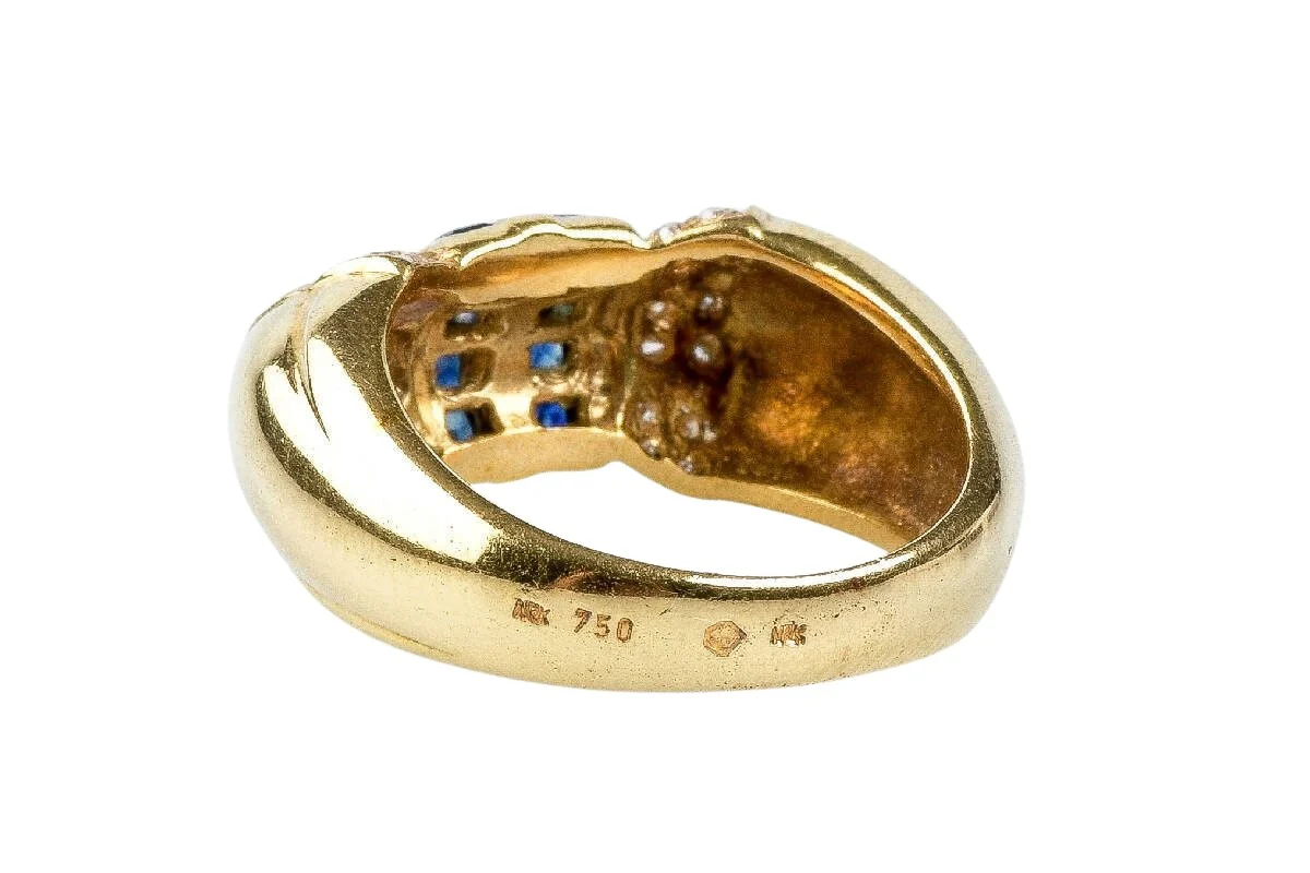 Sapphire Diamond Ring in 18k Yellow Gold - Image 5