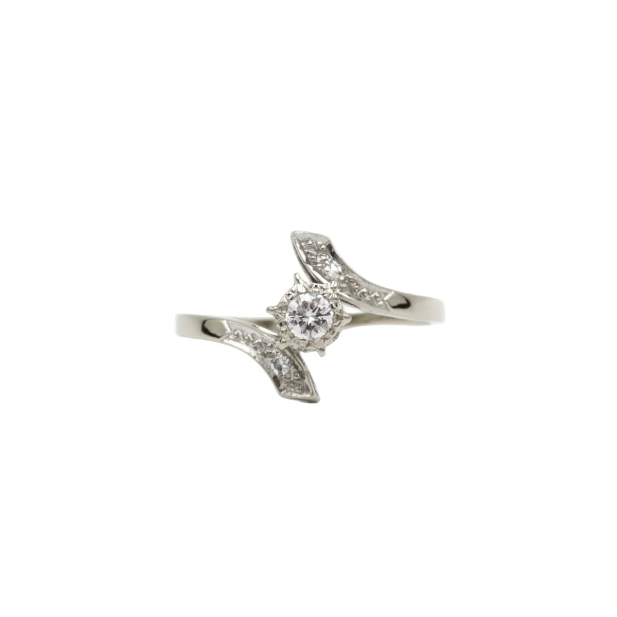 Solitaire with side markers - White gold & Diamonds