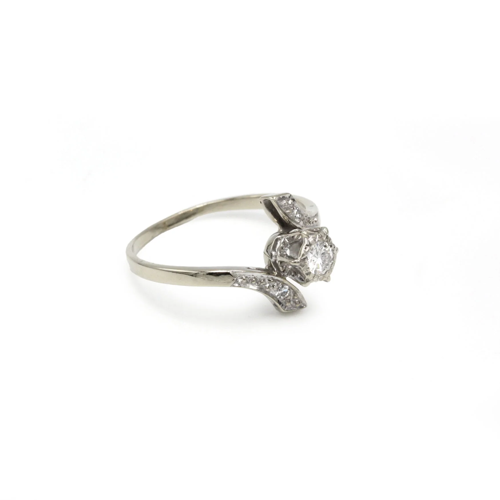 Solitaire with side markers - White gold & Diamonds - Image 2