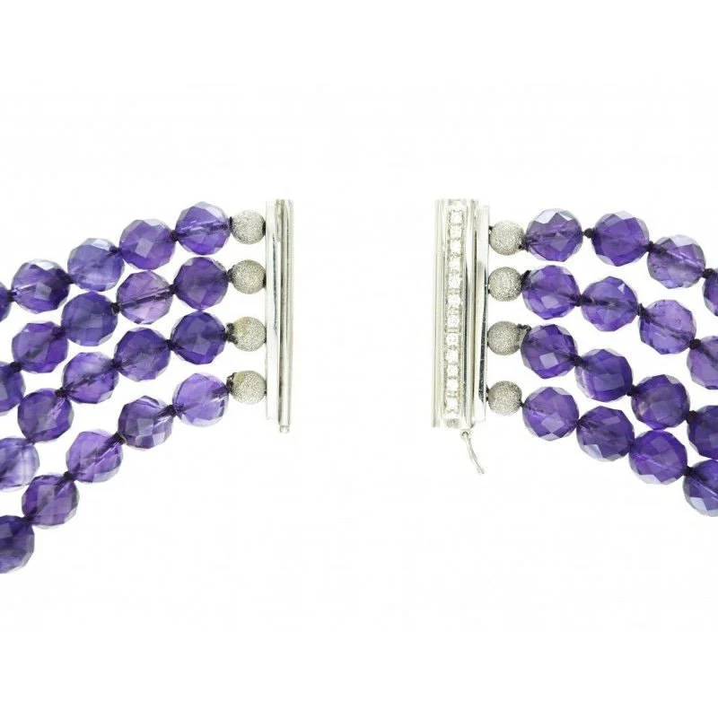 White gold amethyst diamond necklace - Image 3
