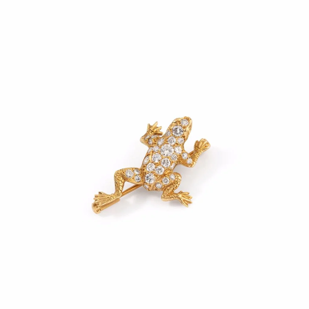 Frog brooch in yellow gold paved with diamonds - Image 3
