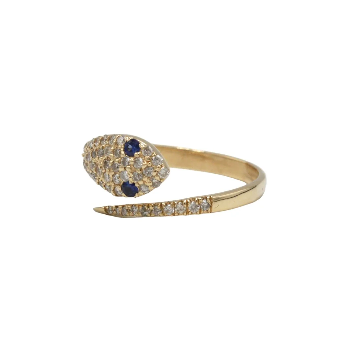 Pavé ring in yellow gold, sapphire and diamonds - Image 2