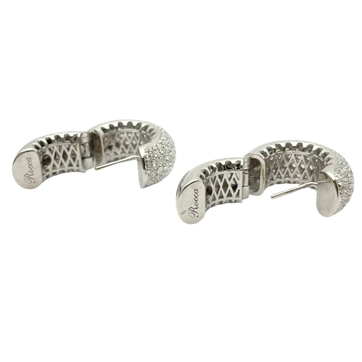 Earrings in 18KT gold with diamonds natural ct 7.50 VVS G. Inscription ROCCA - Image 3