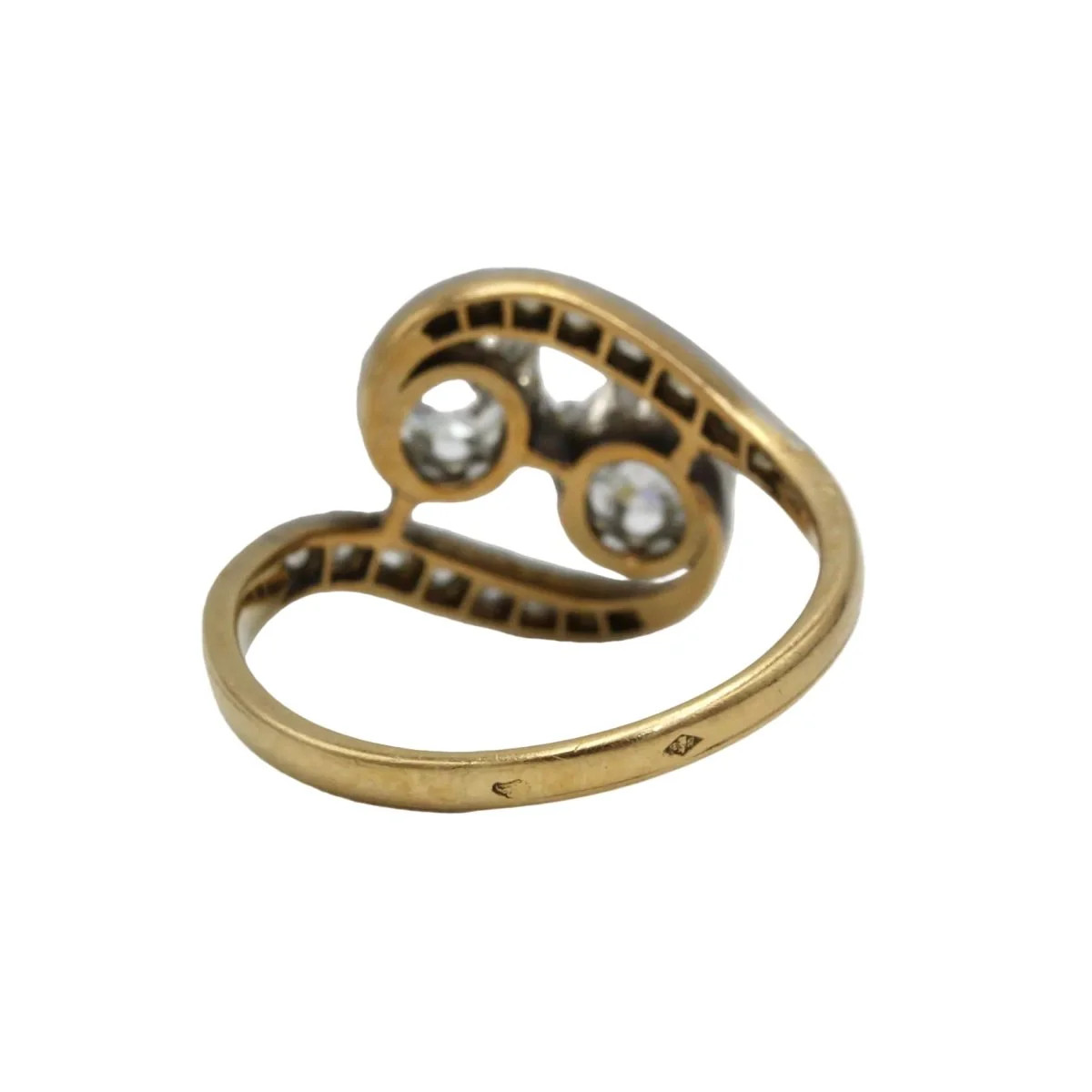 Toi & Moi ring in yellow gold, platinum and diamonds - Image 3