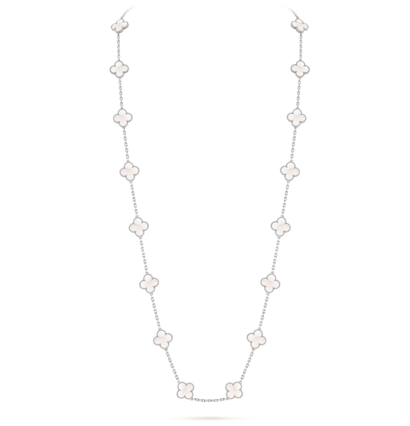 Van Cleef & Arpels Alhambra sautoir in 18k white gold and mother-of-pearl