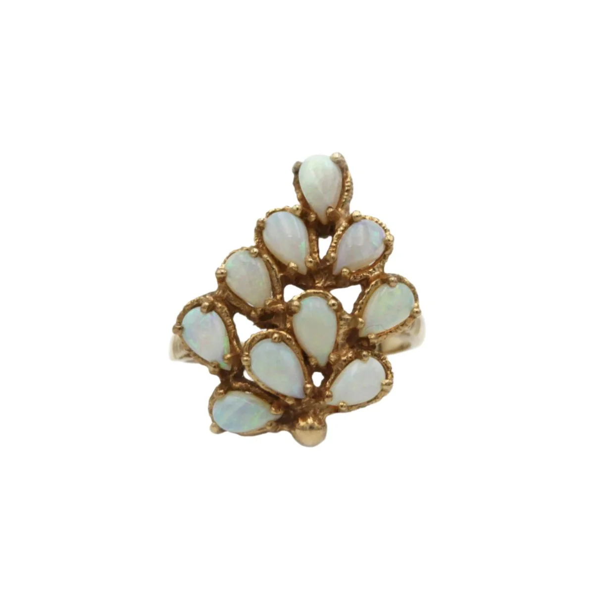 Ring at yellow gold and harlequin opals
