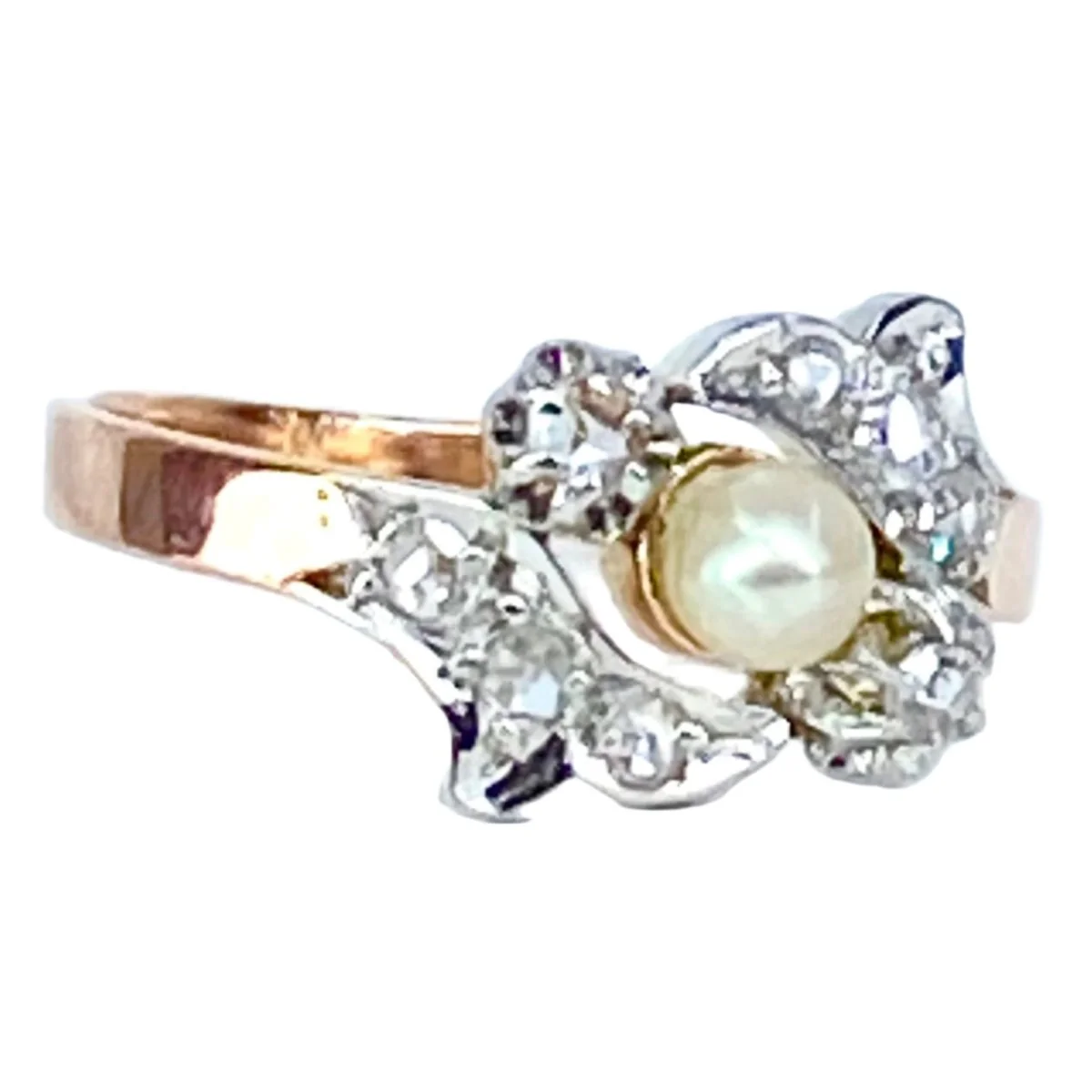 Ring in 18-carat gold, diamonds and pearl. Circa 1900 - Image 3