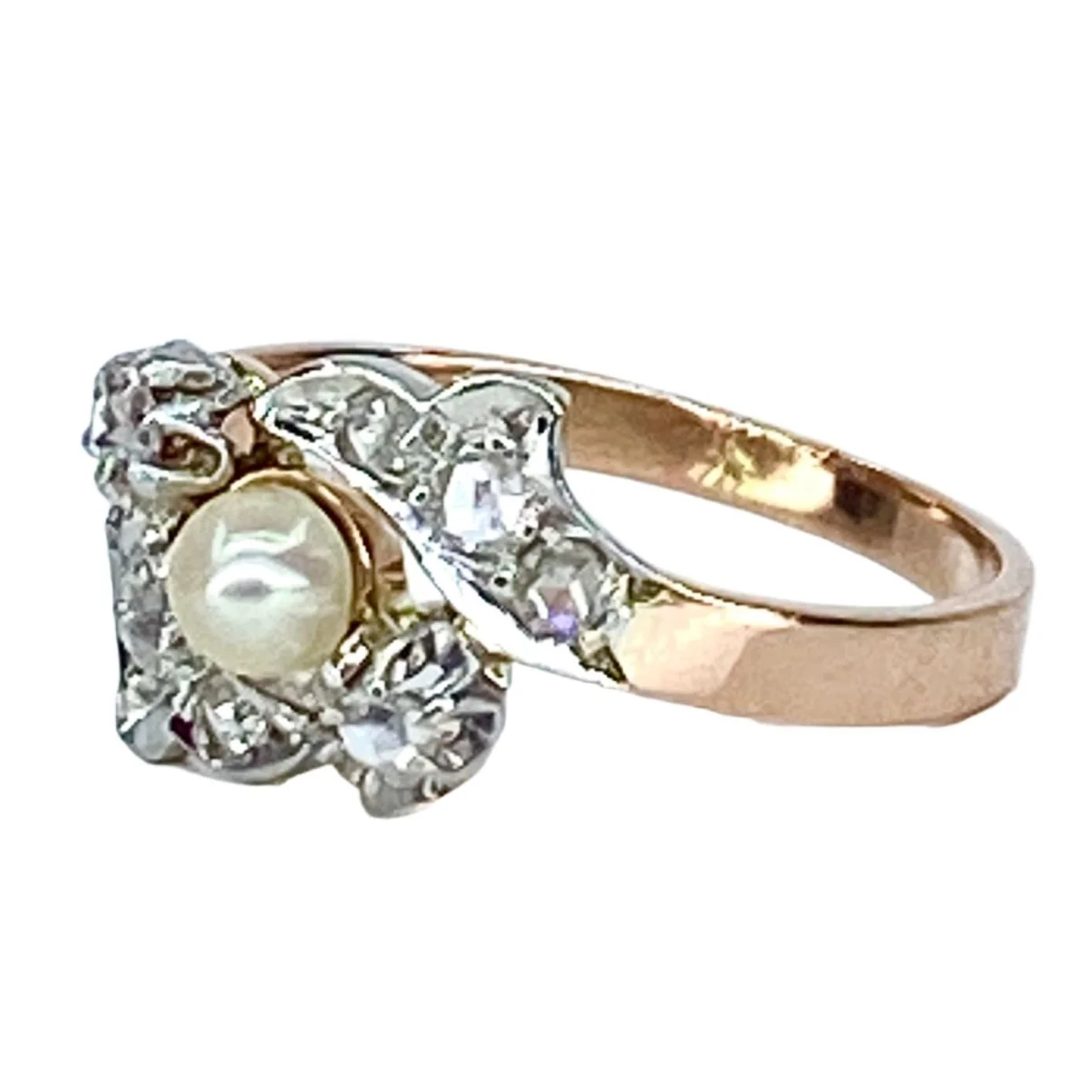 Ring in 18-carat gold, diamonds and pearl. Circa 1900 - Image 4