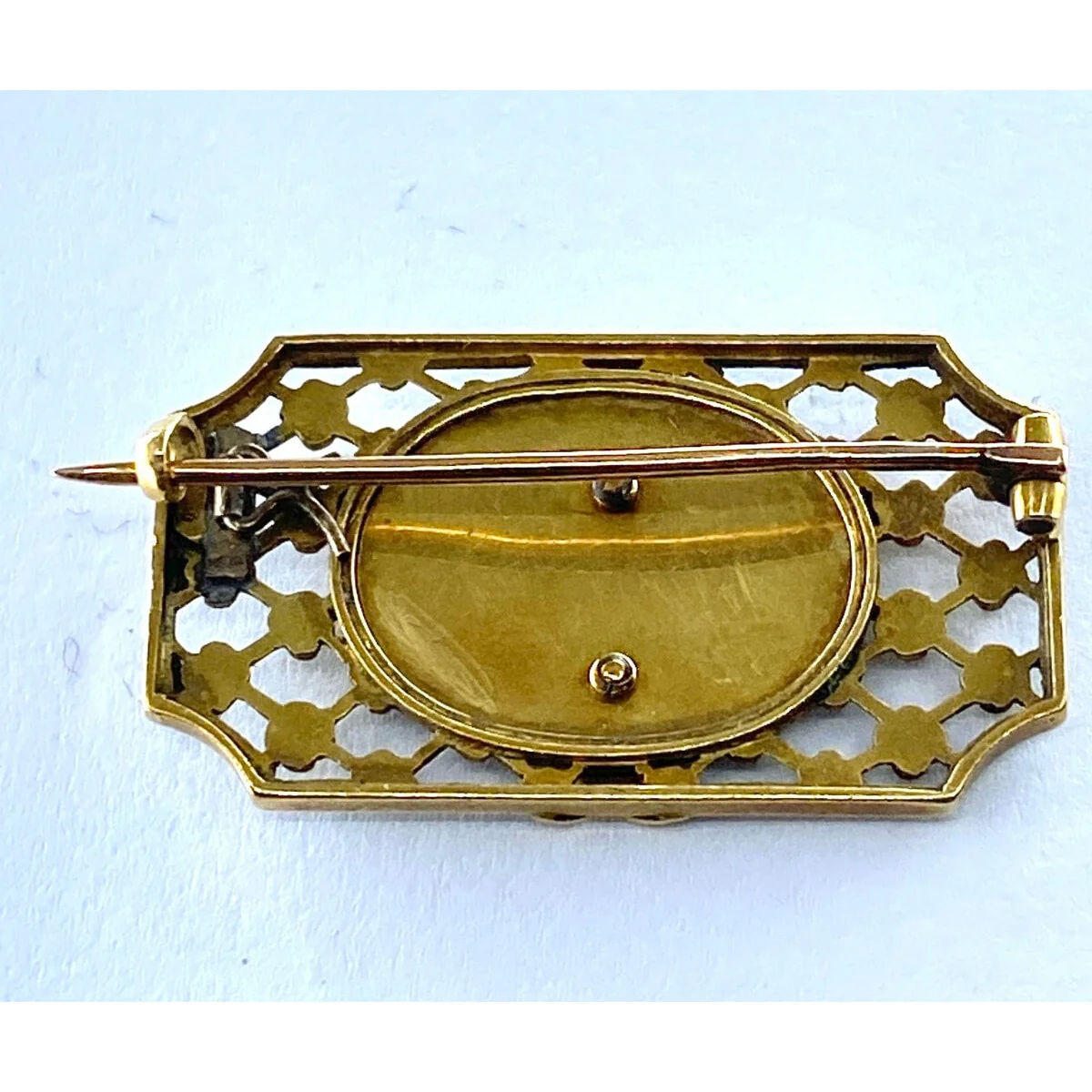 18-carat gold brooch: flowered basket, blue and white enamel.Napoleon III. - Image 6