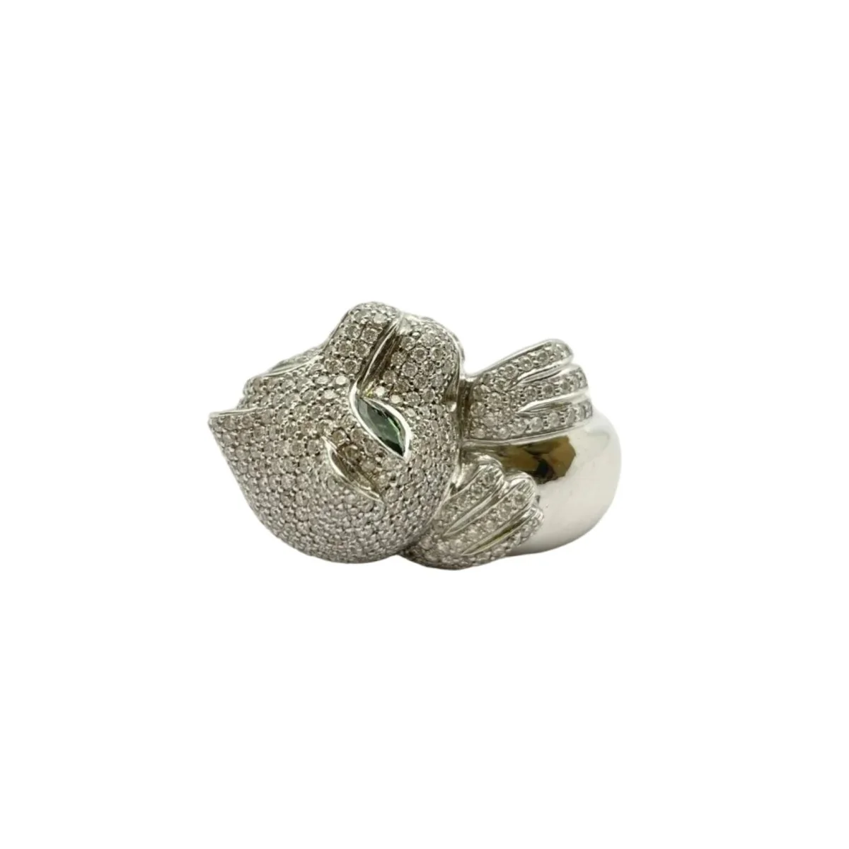 Pave' PARIS ring in white gold, tsavorites and diamonds - Image 2