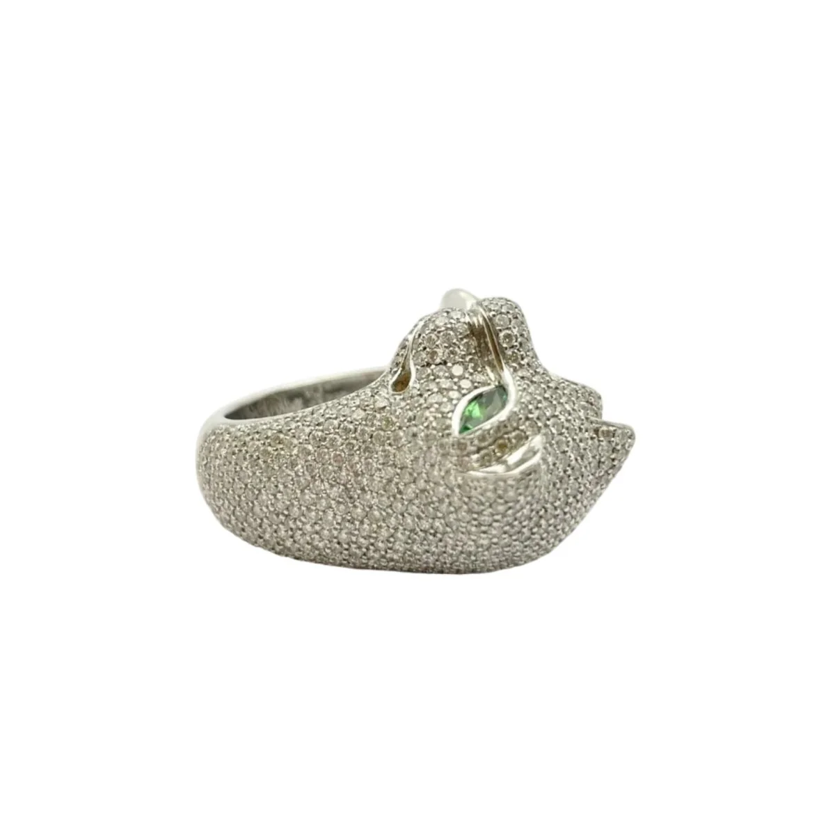 Pave' PARIS ring in white gold, tsavorites and diamonds - Image 4