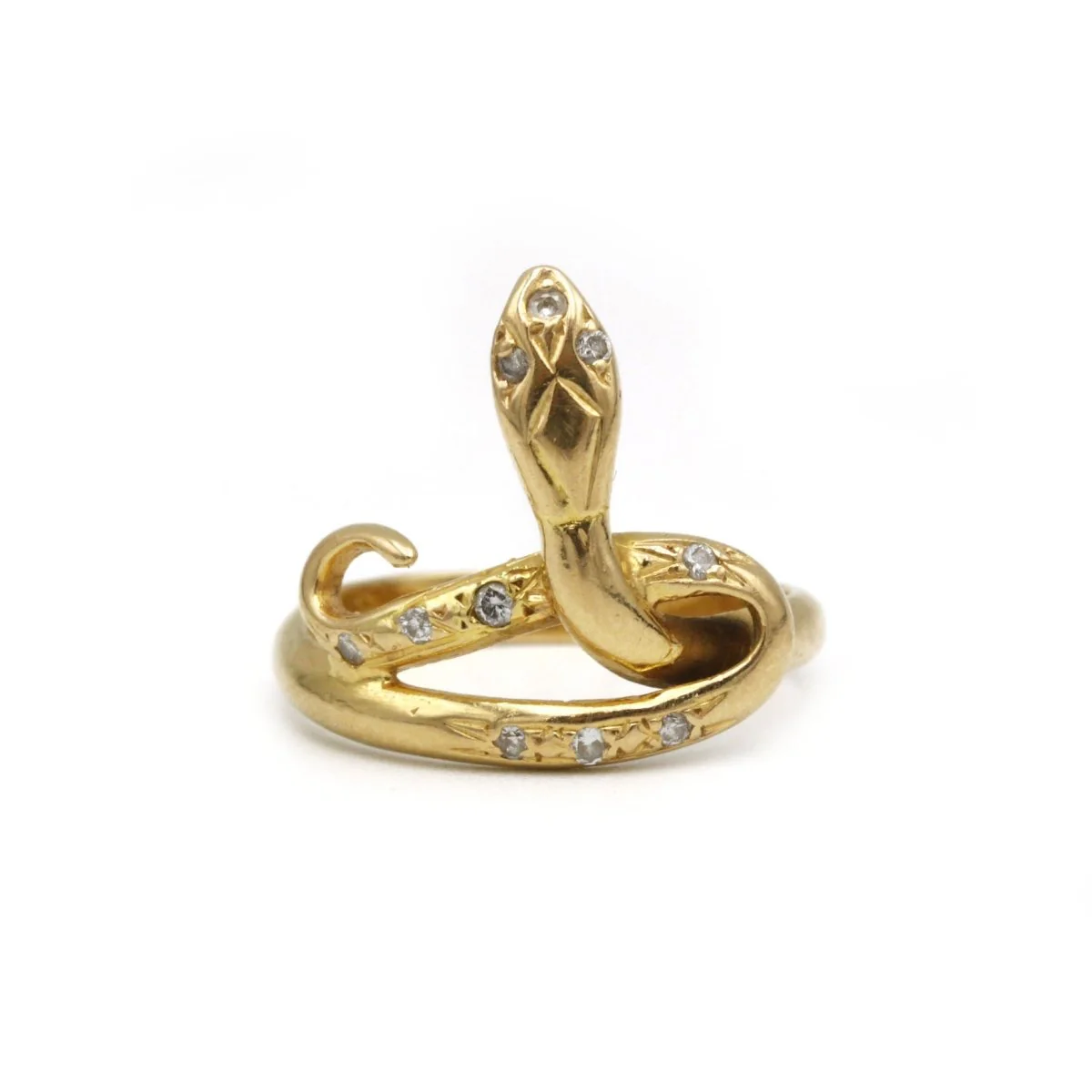 Ring Gold snake and diamonds