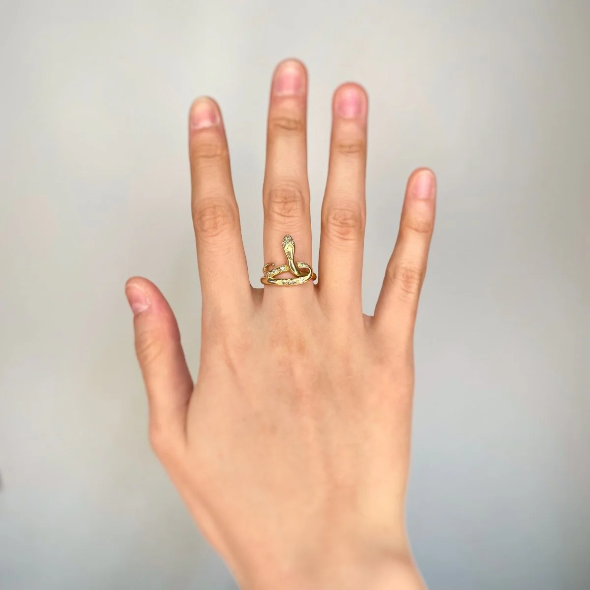 Ring Gold snake and diamonds - Image 4