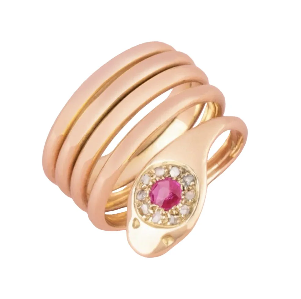 Rose gold, Ruby and Diamond Bandeau Ring - Image 4