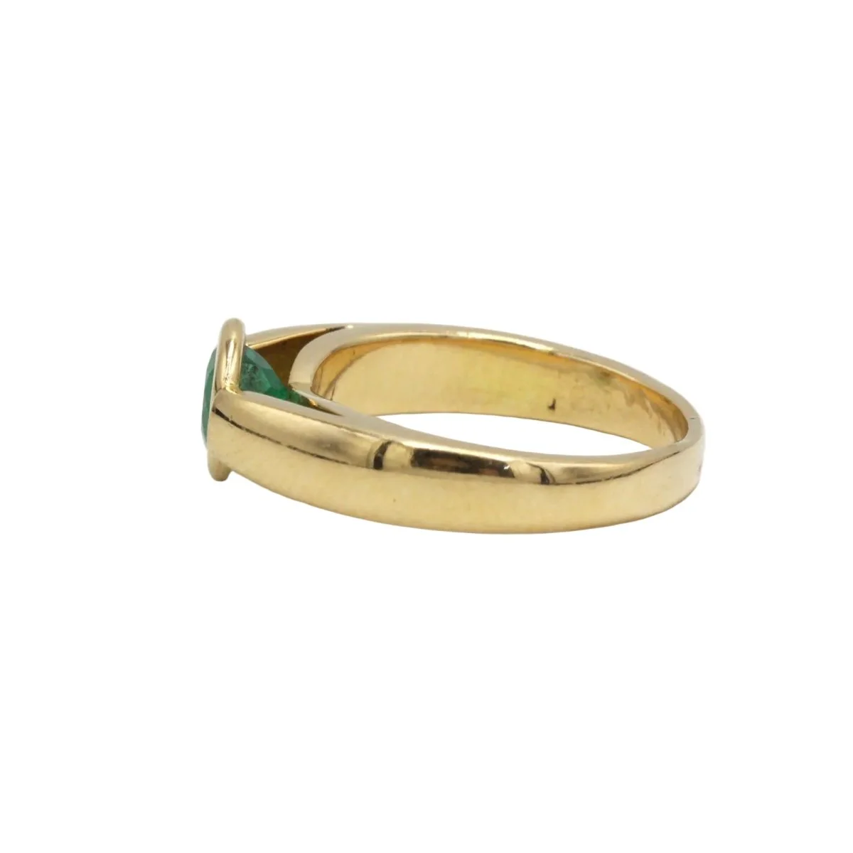 Ring Solitaire in yellow gold and emerald - Image 2