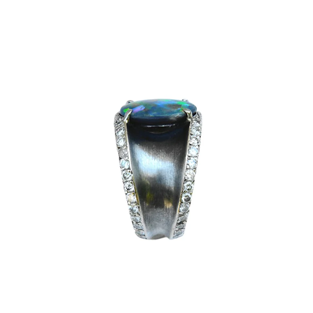 Lorenz Baümer ring in silver, platinum and opal - Image 7