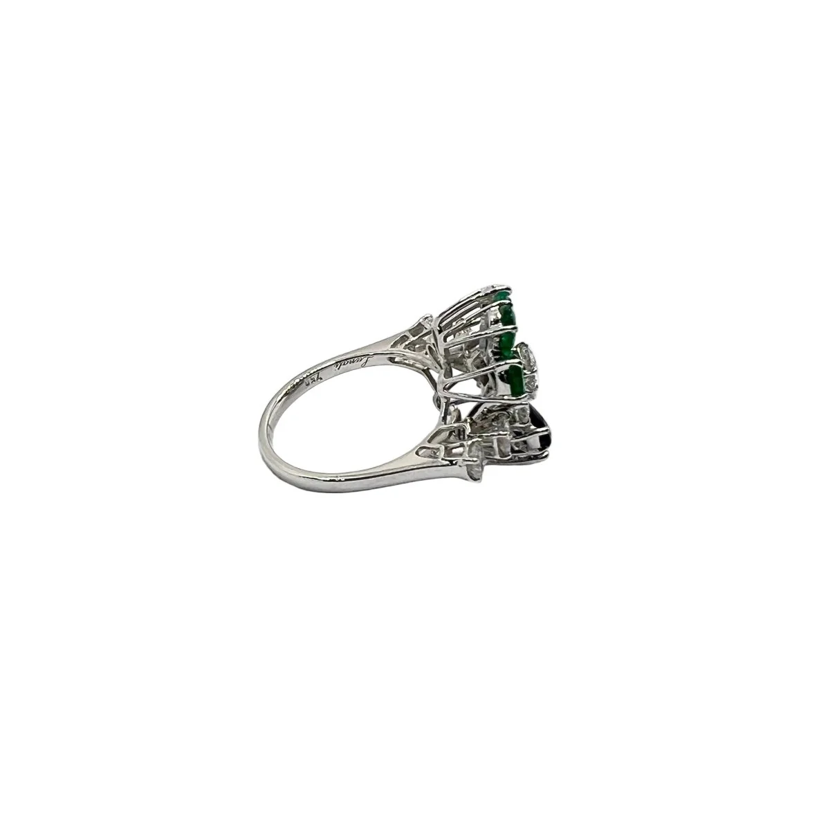Daisy ring in white gold, sapphire, emerald and diamonds - Image 4