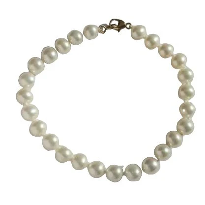 Flexible Bracelet in Yellow gold and Pearls - Image 3