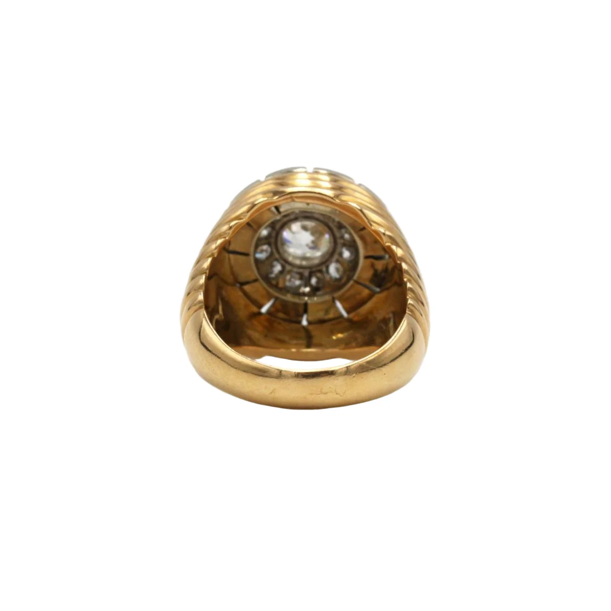 Godronnée Ring - Yellow Gold, Platinum & Diamonds - Image 3