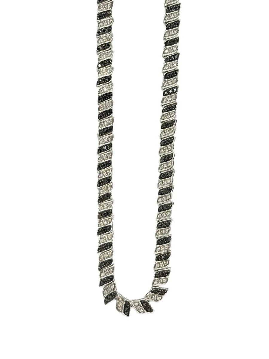 Necklace in 18K white gold and 2 ct colourless and black diamonds - Image 2