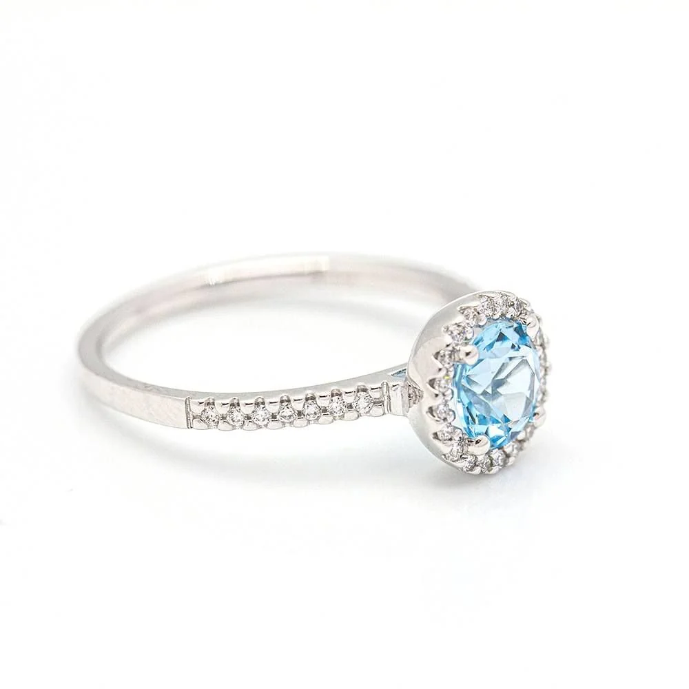 Ring at white gold, topaz and diamonds - Image 5