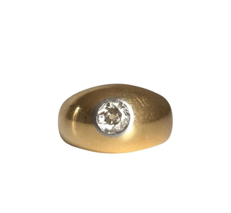 Bangle ring in yellow gold, white gold and diamond