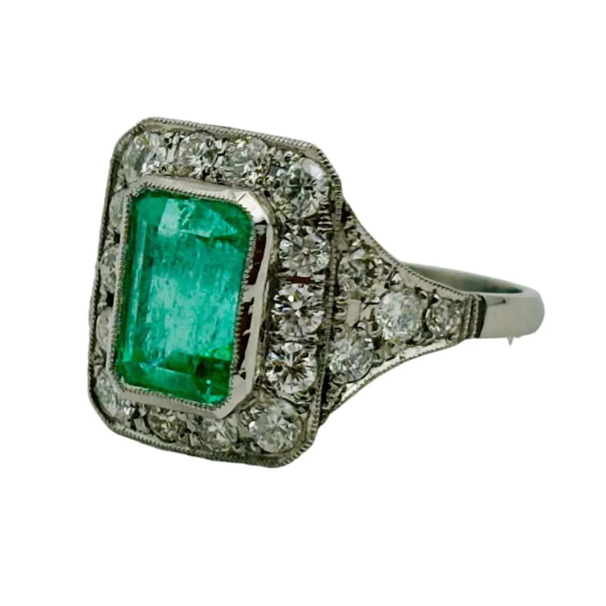 Platinum, Emerald and Diamond Entourage Ring - Image 3