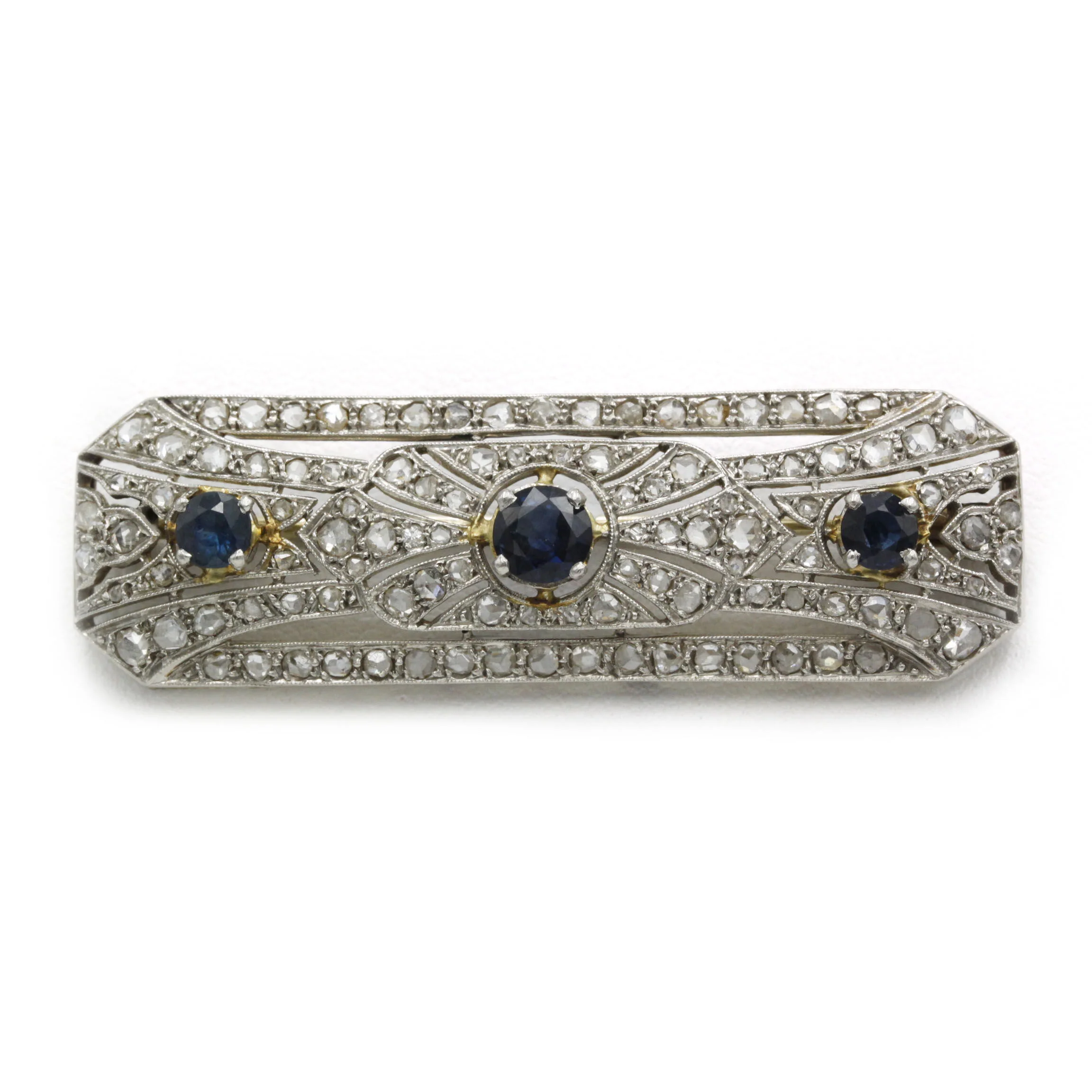Brooch - Gold, Platinum, Diamonds & Sapphires