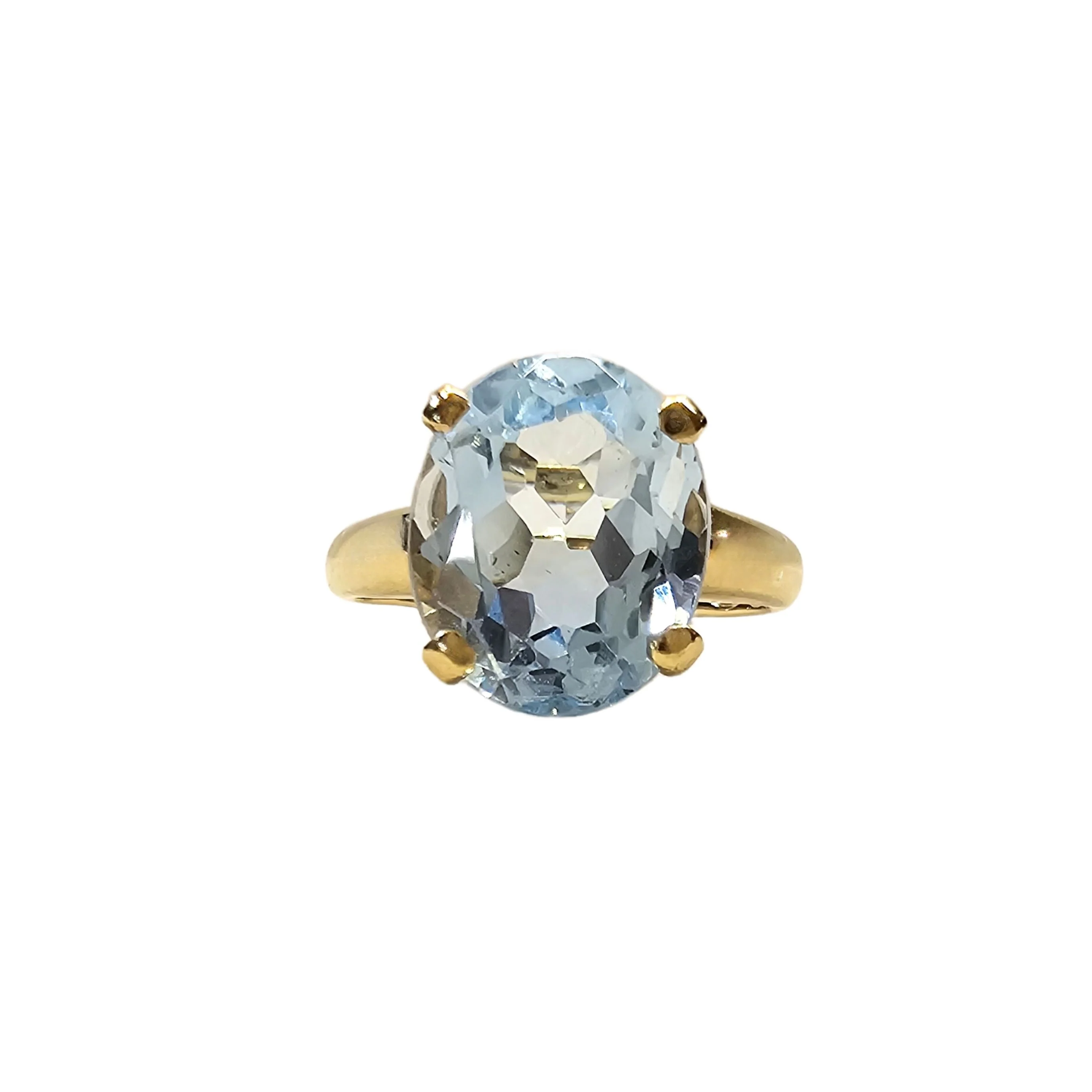 18K yellow gold ring with natural oval-cut Topaz - Size EU53