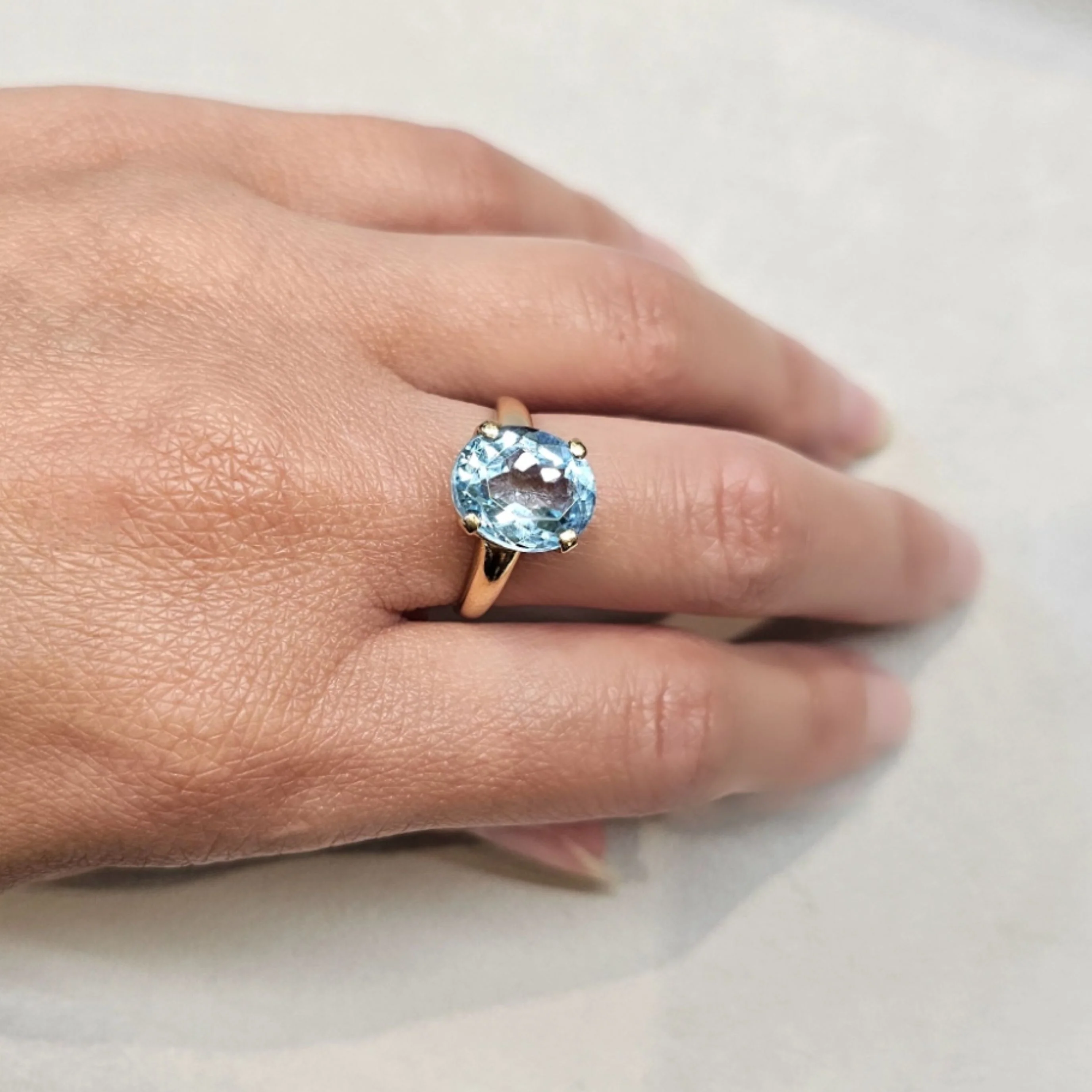 18K yellow gold ring with natural oval-cut Topaz - Size EU53 - Image 5