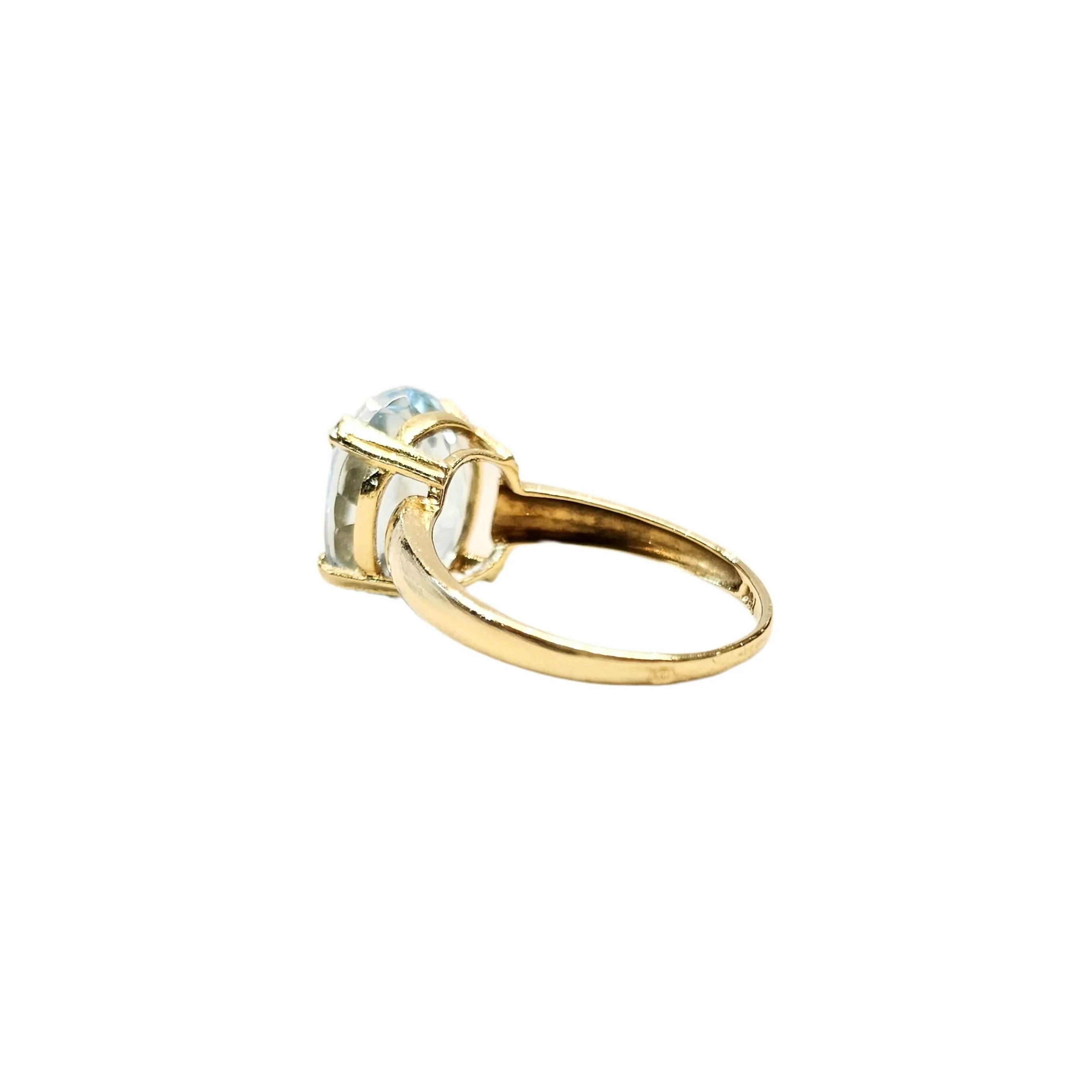 18K yellow gold ring with natural oval-cut Topaz - Size EU53 - Image 6