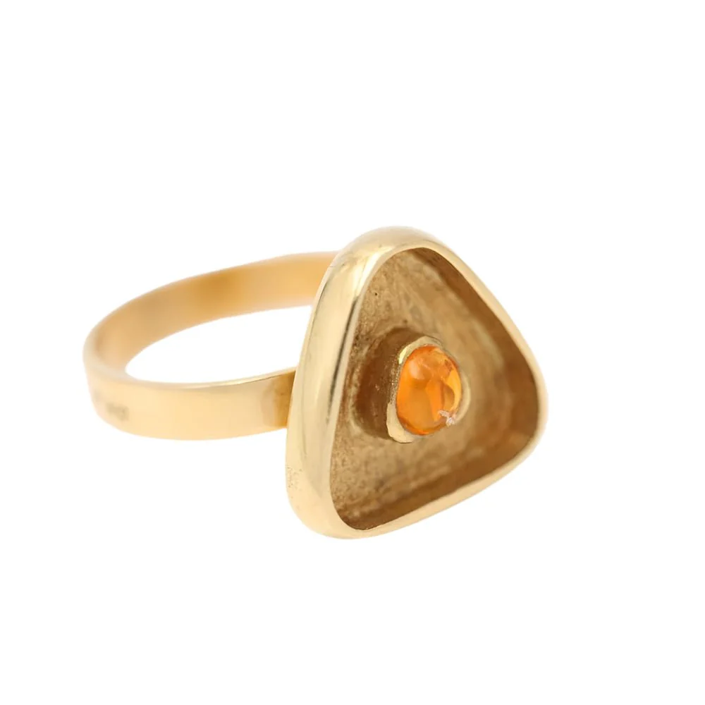 Ring Cocktail in yellow gold and Cabouchon Citrine - Image 2