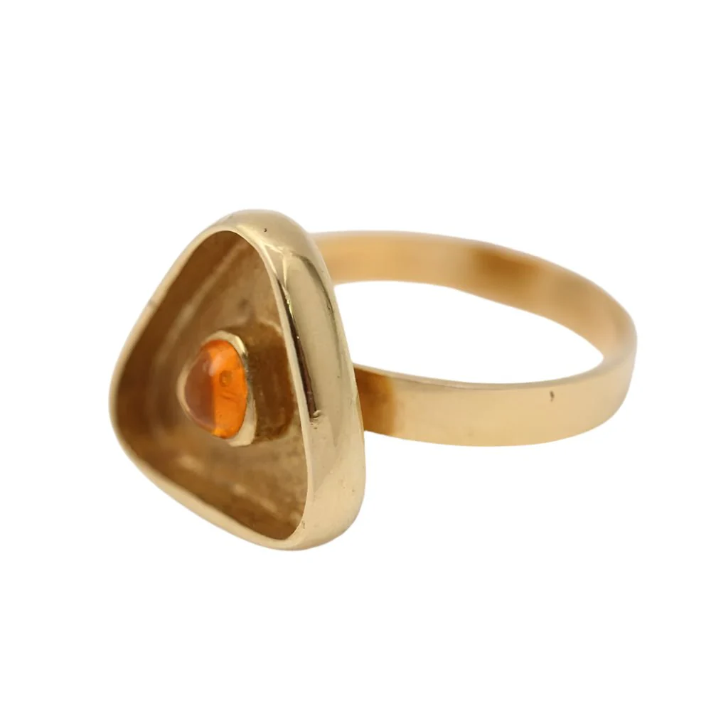 Ring Cocktail in yellow gold and Cabouchon Citrine - Image 3