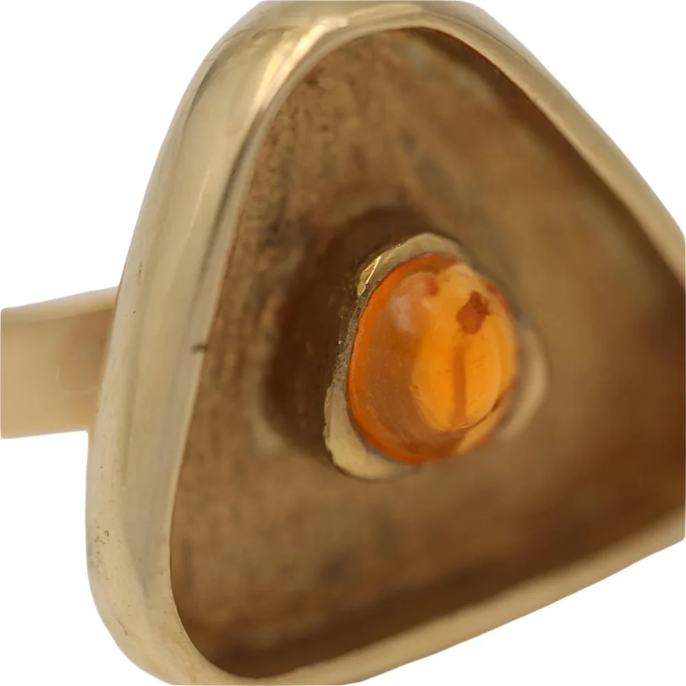 Ring Cocktail in yellow gold and Cabouchon Citrine - Image 4