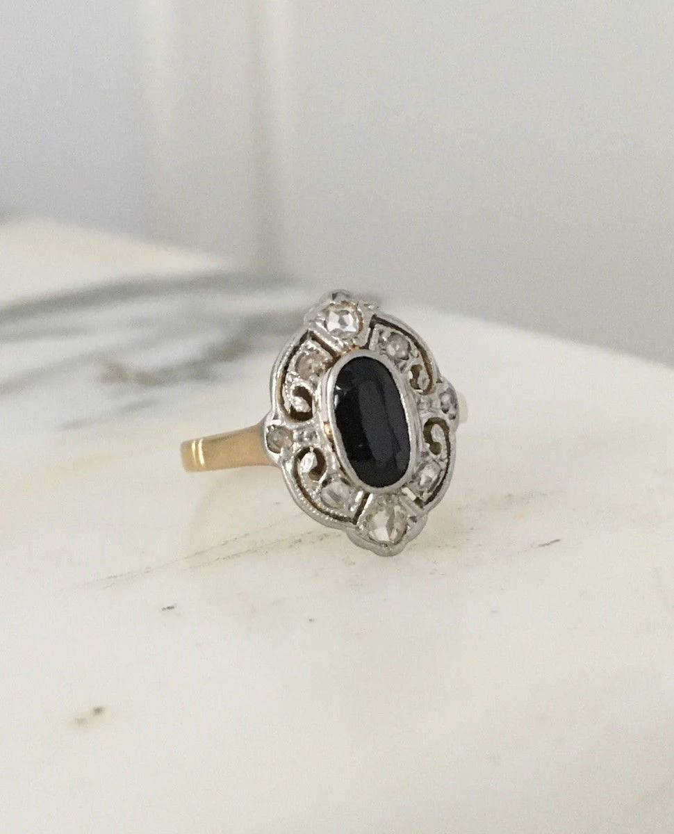 Belle Époque ring in 18K yellow gold and platinum - Image 5