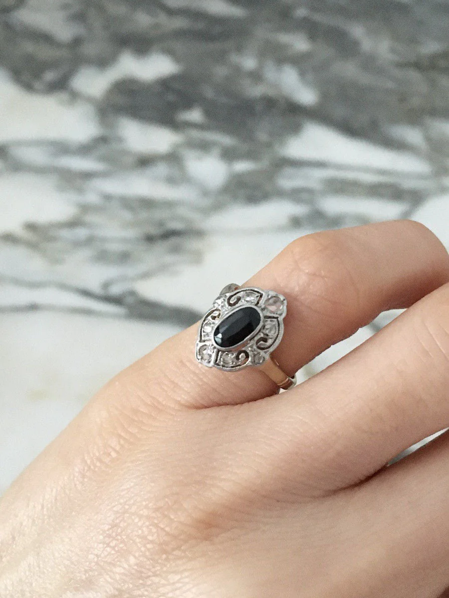 Belle Époque ring in 18K yellow gold and platinum - Image 7
