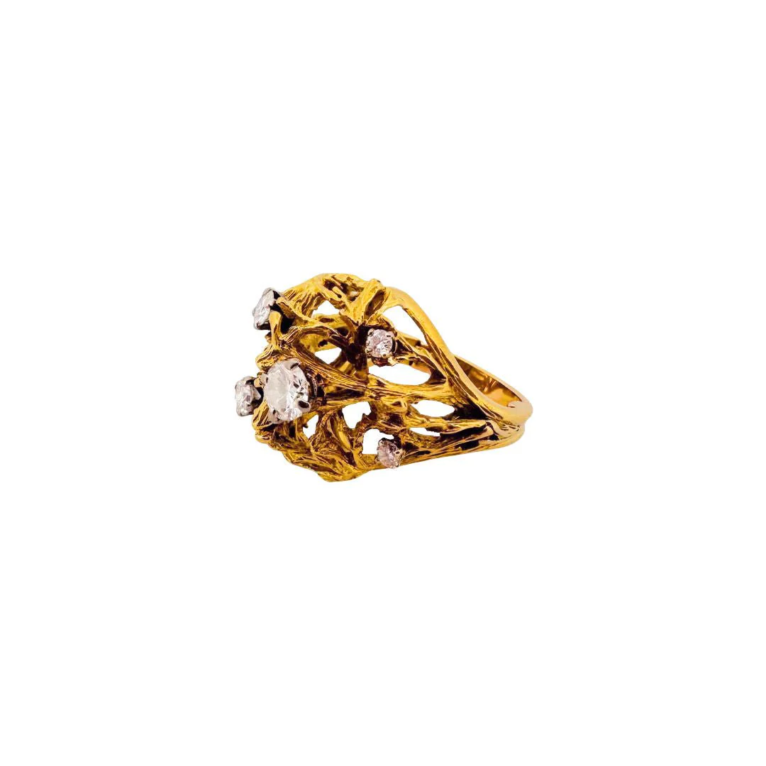 Dome ring in yellow gold and diamonds - Image 5