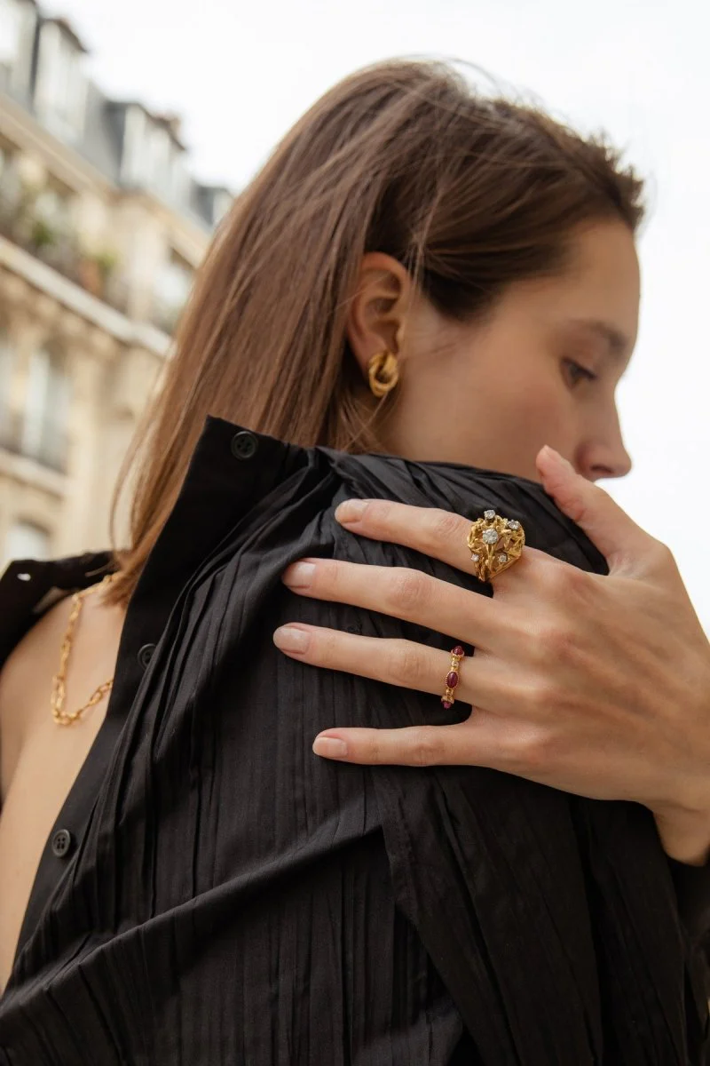 Dome ring in yellow gold and diamonds - Image 7