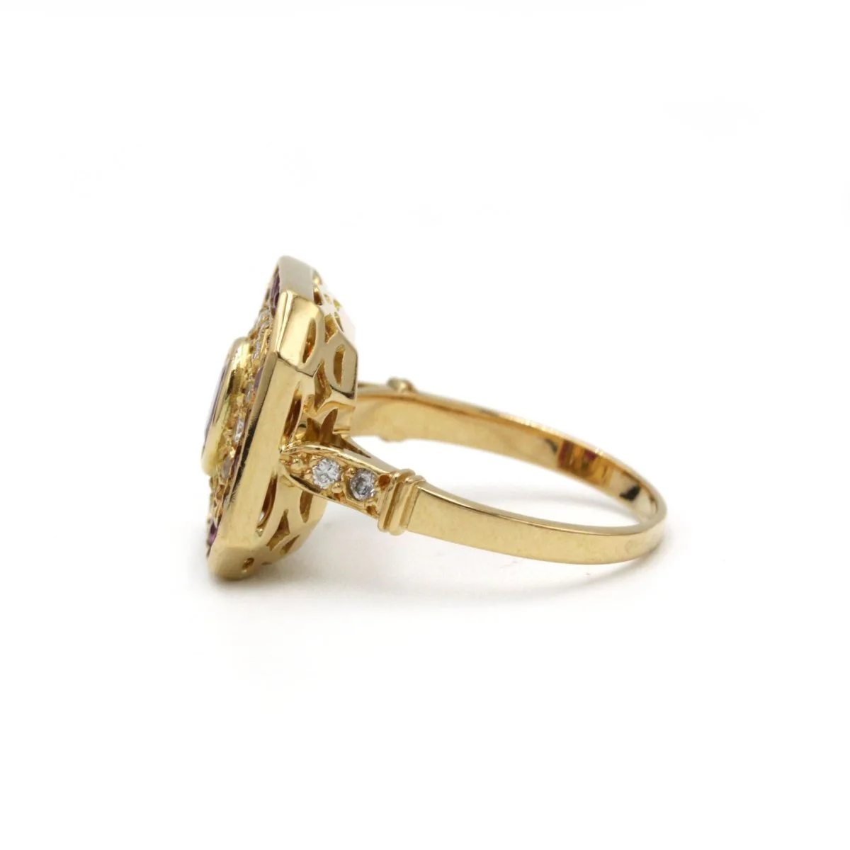 Ring Marquise en yellow gold, ruby and diamonds - Image 3