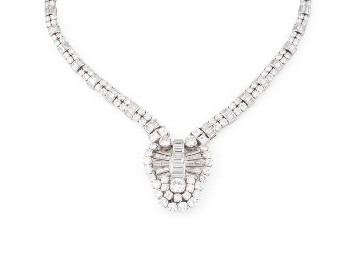 Platinum and diamond necklace, convertible