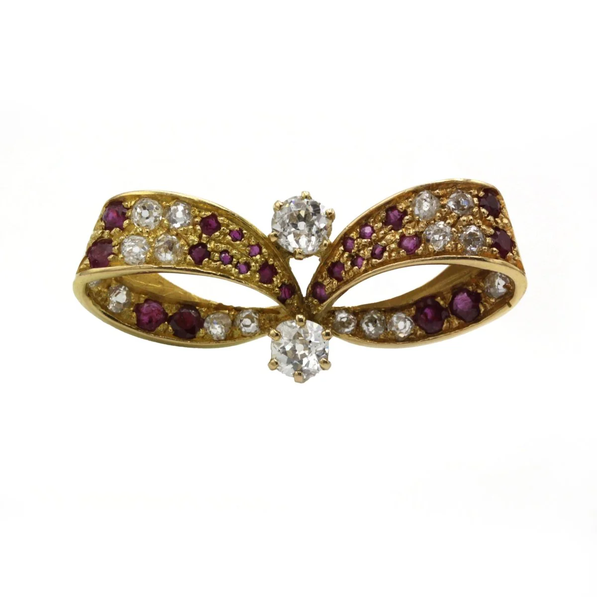 Brooch - Yellow Gold, Diamonds & Rubies