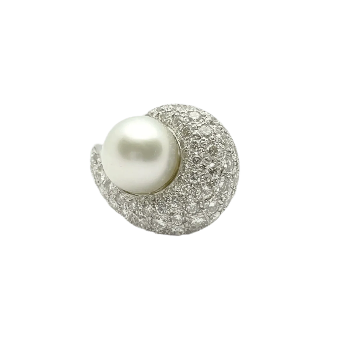 Ring at white gold, pearl and diamonds - Image 4