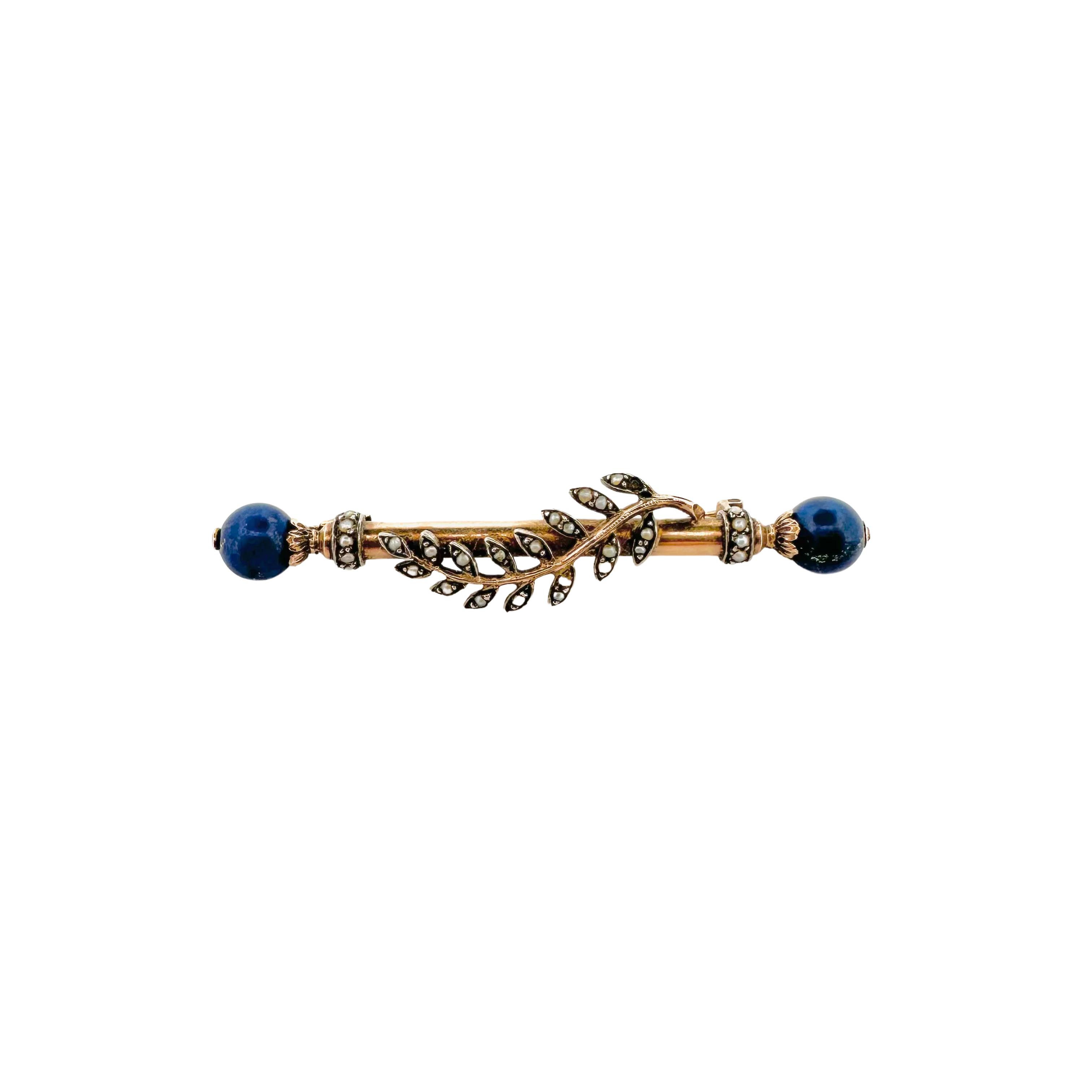Rose gold, lapis lazuli and pearl brooch