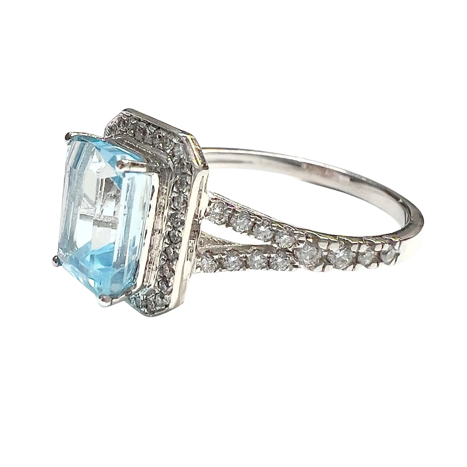 White gold, aquamarine and diamond ring - Image 4