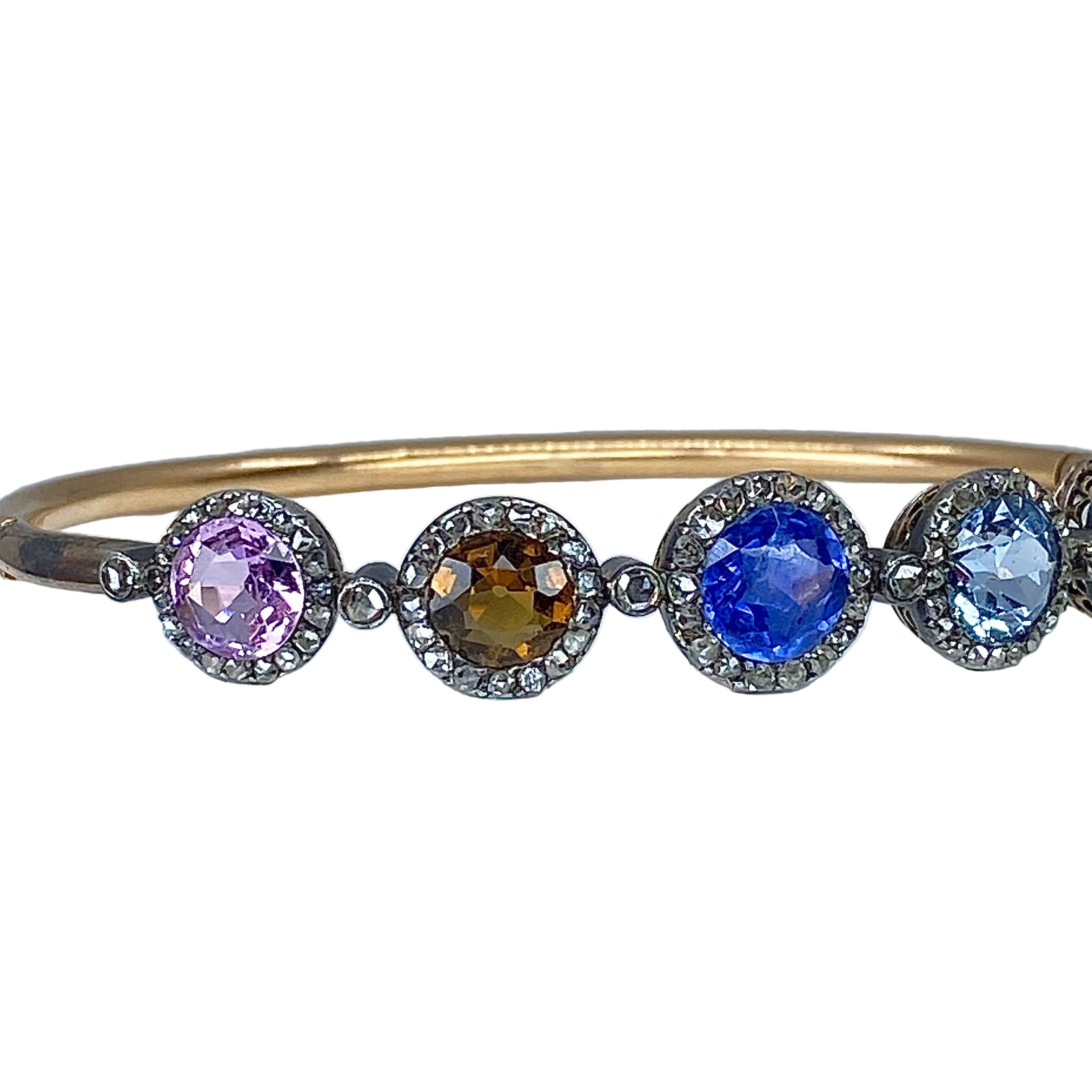 Napoleon III bangle bracelet in yellow gold, sapphire, topaz, citrine, spinel and diamonds - Image 3