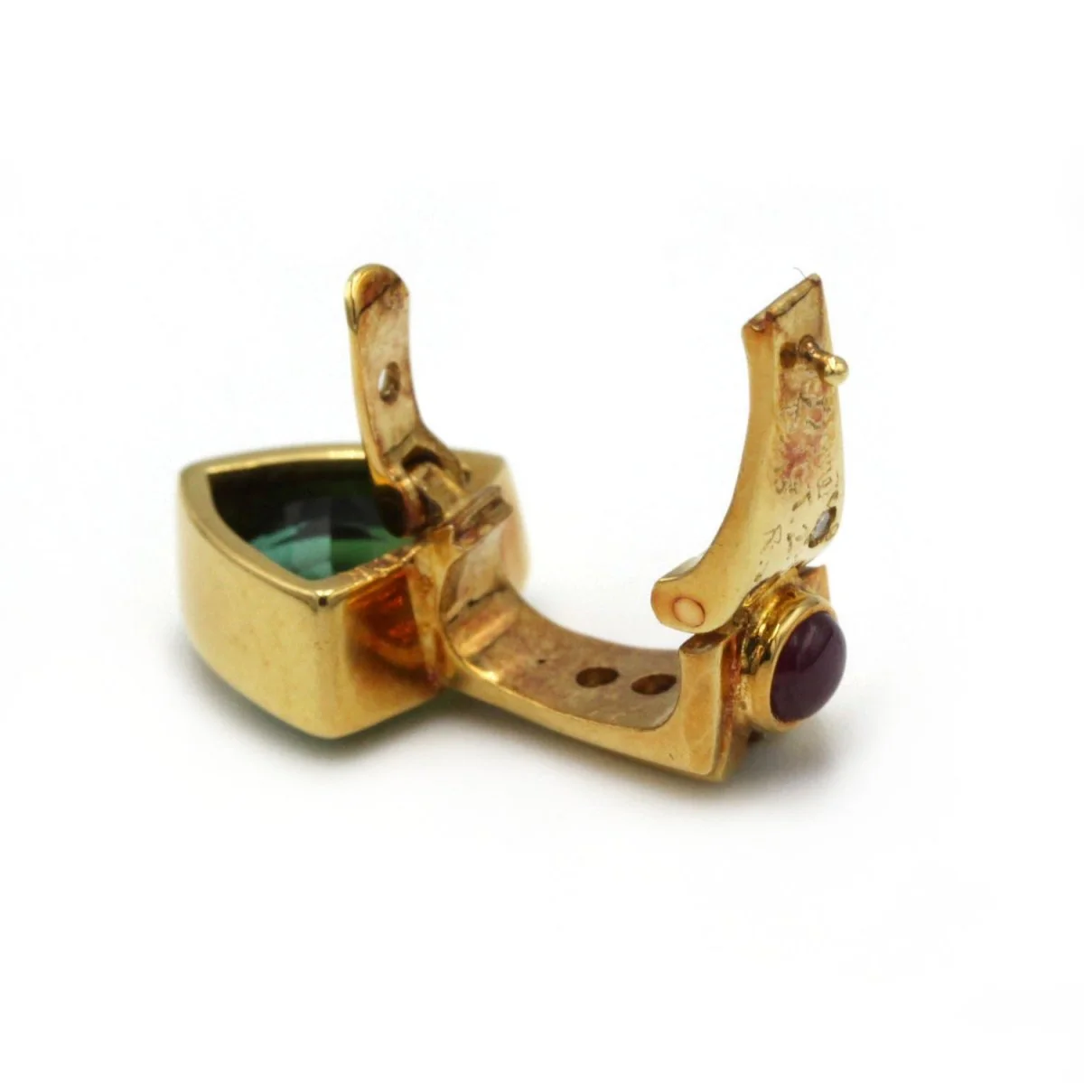 Pendant in yellow gold, tourmaline, ruby and diamonds - Image 4