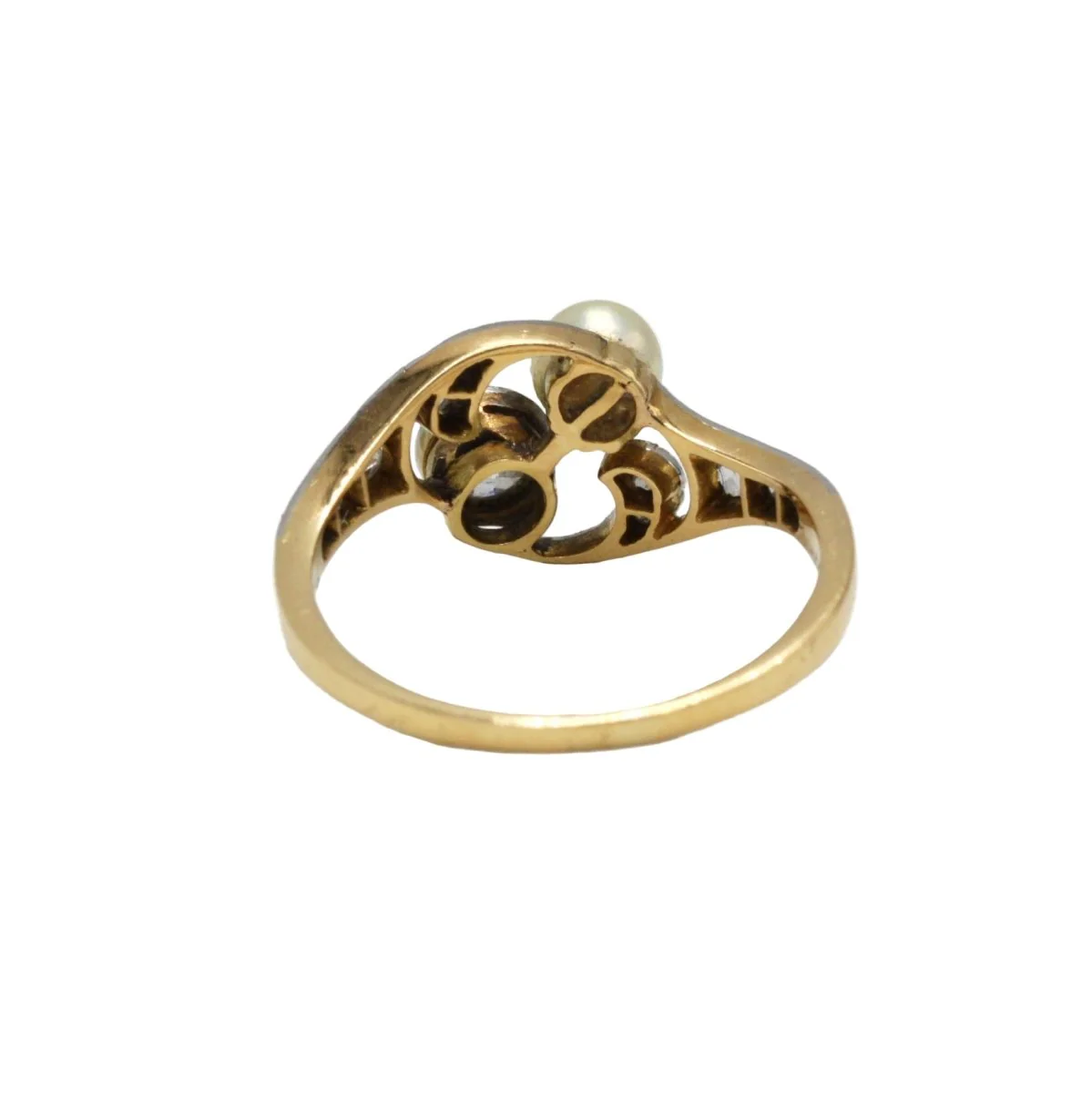 Toi &amp; Moi ring in yellow gold, pearl and diamonds - Image 3