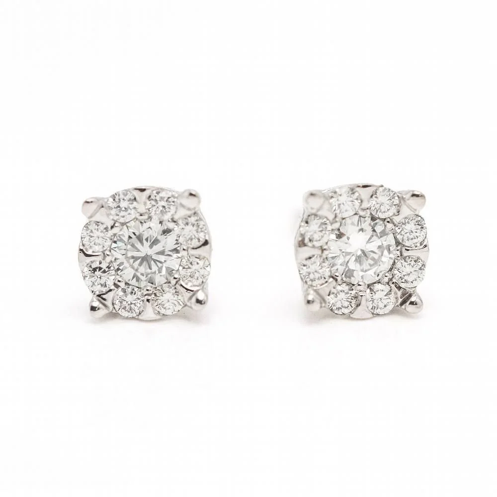 Earrings Rosette in white gold and diamonds