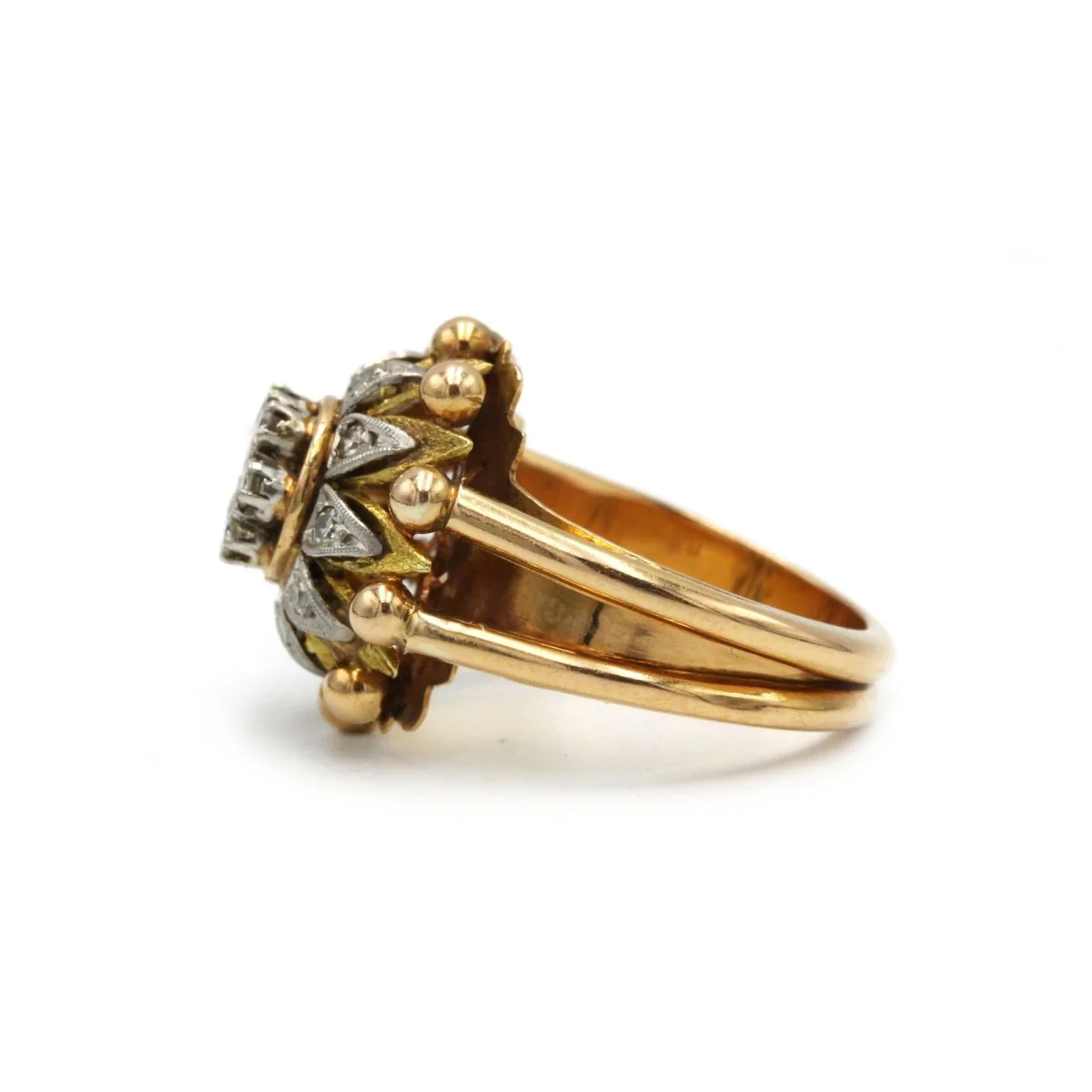 Ring Dome in yellow gold, paltinium and diamonds. - Image 2